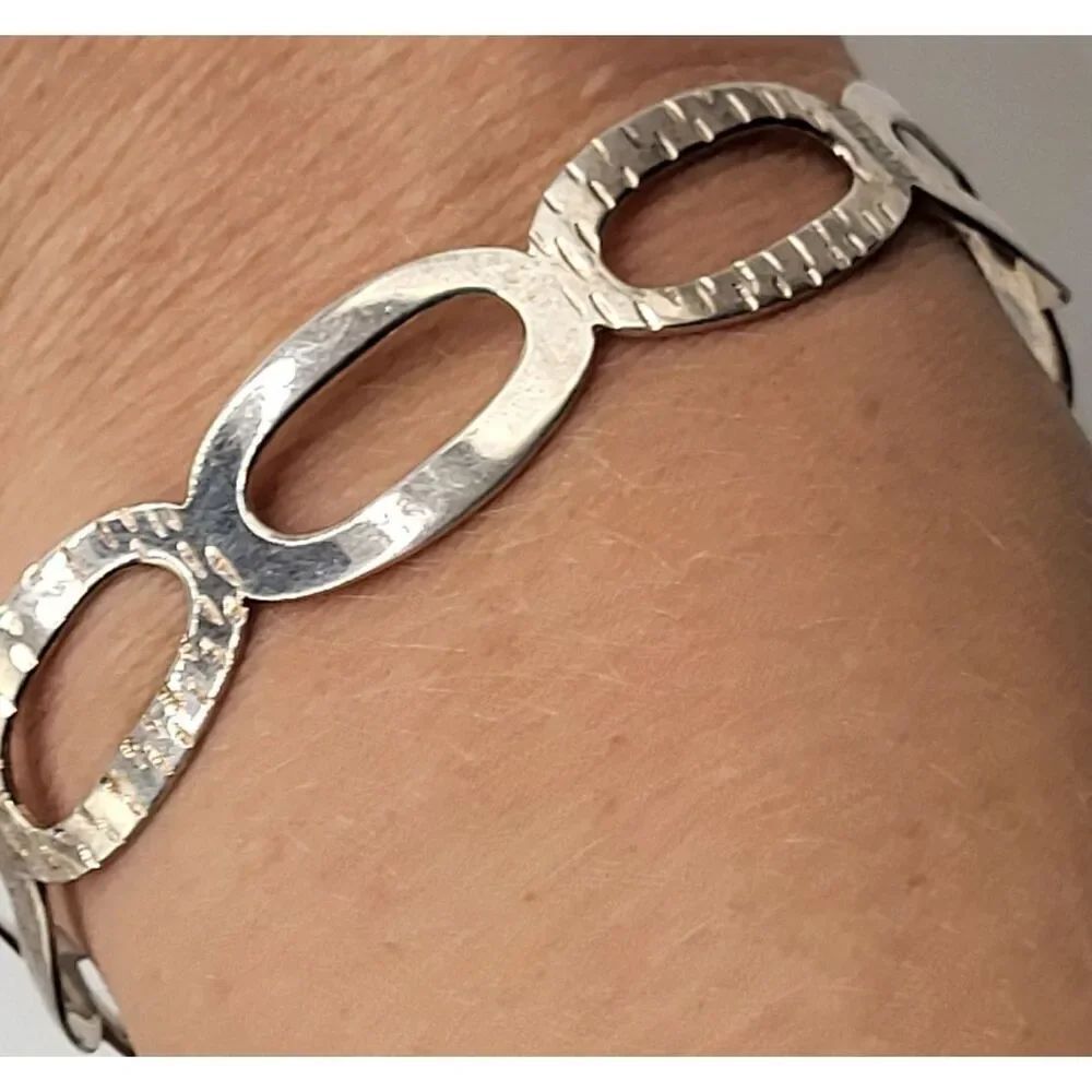 Sterling Silver Bangle Bracelet Chain Style 7.5in